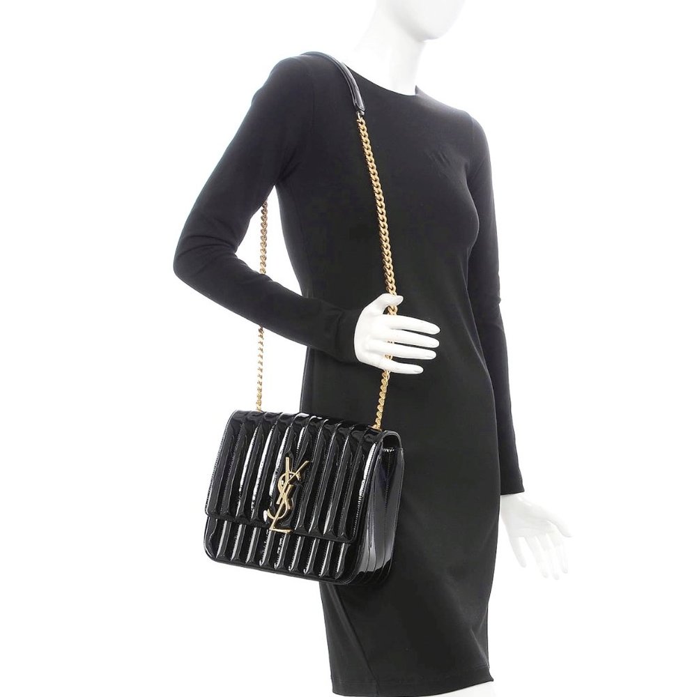 Saint Laurent Large Vicky Patent Leather Shoulder Bag - Picture 10 of 10